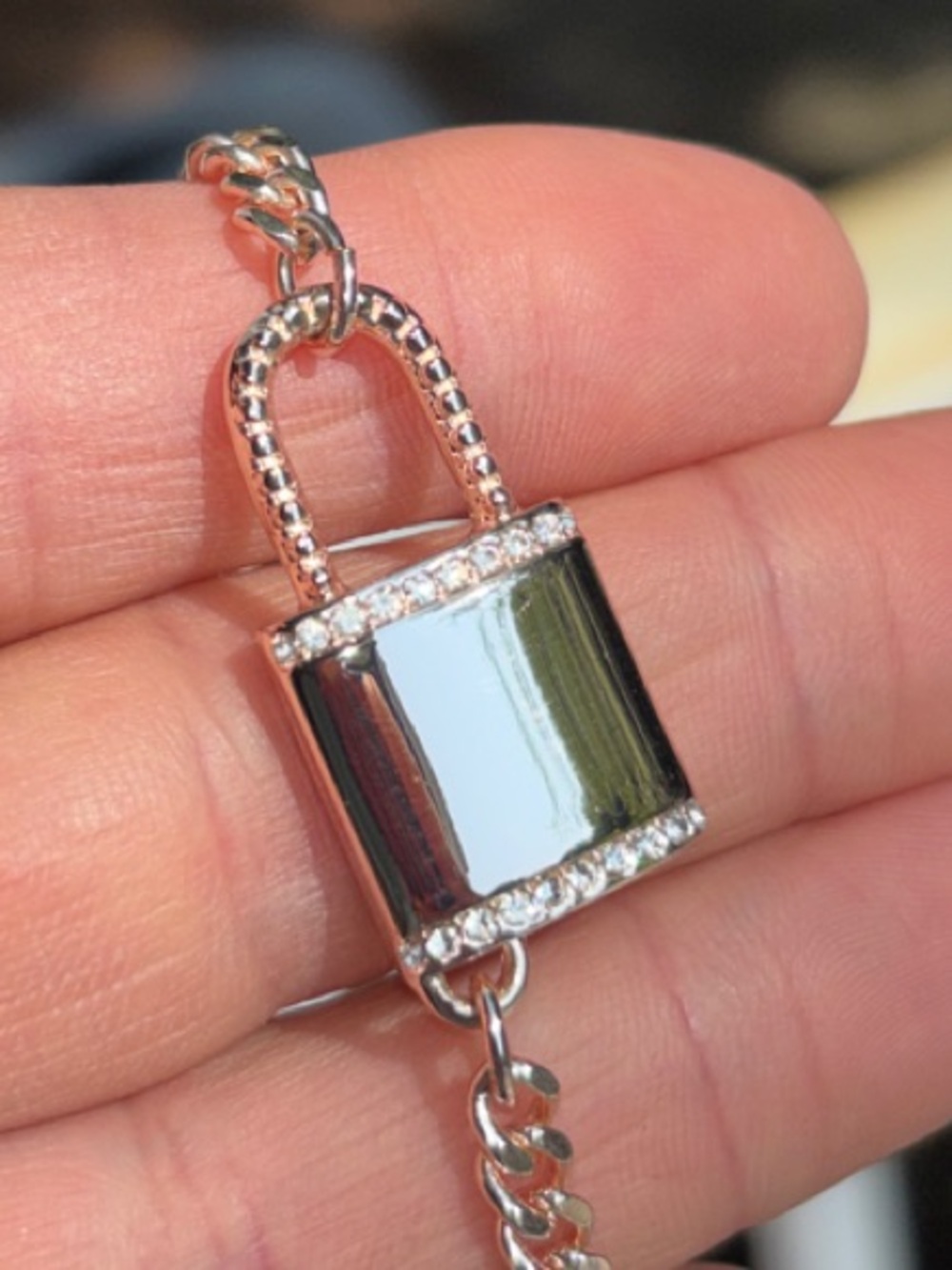 Park Lane “Secret”Rose Gold Chain Necklace Featuring Gold Lock With Crystals - Picture 2 of 2